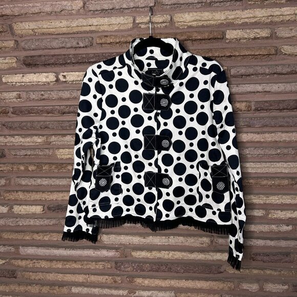 UBU Black and White Scattered Polka Dots Jacket Size Small NWT - Picture 10 of 11